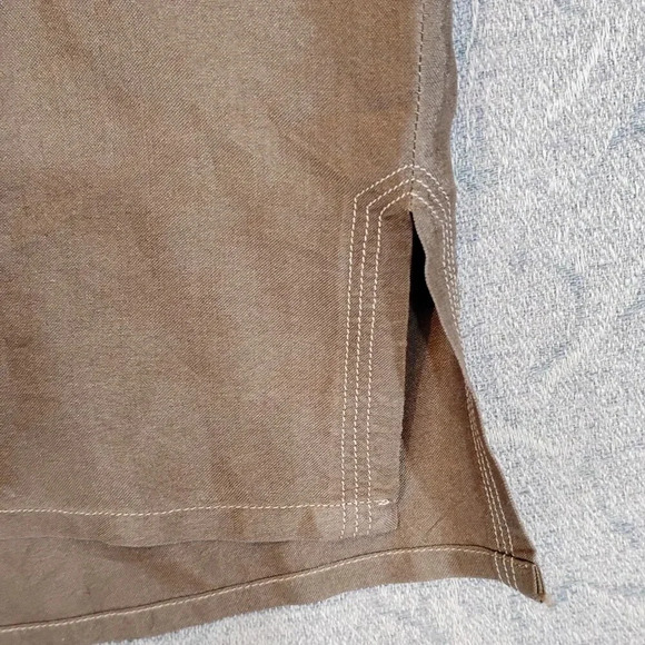 Pure Silk Women's Brown Long Sleeve Button Up Slippery Silk Blouse Size 34 - Picture 6 of 10